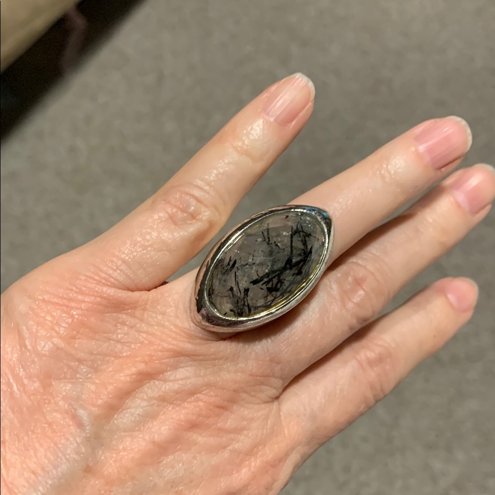 Large Rutilated Rutile Quartz Statement Ring, size 6 3/4 - Picture 10 of 11